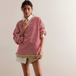 Free people classic oversized striped sweatshirt